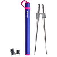 Palillo para niños con soportes de entrenamiento | Palillos cuadrados de viaje | solo 6.7 pulgadas-171 mm de largo…